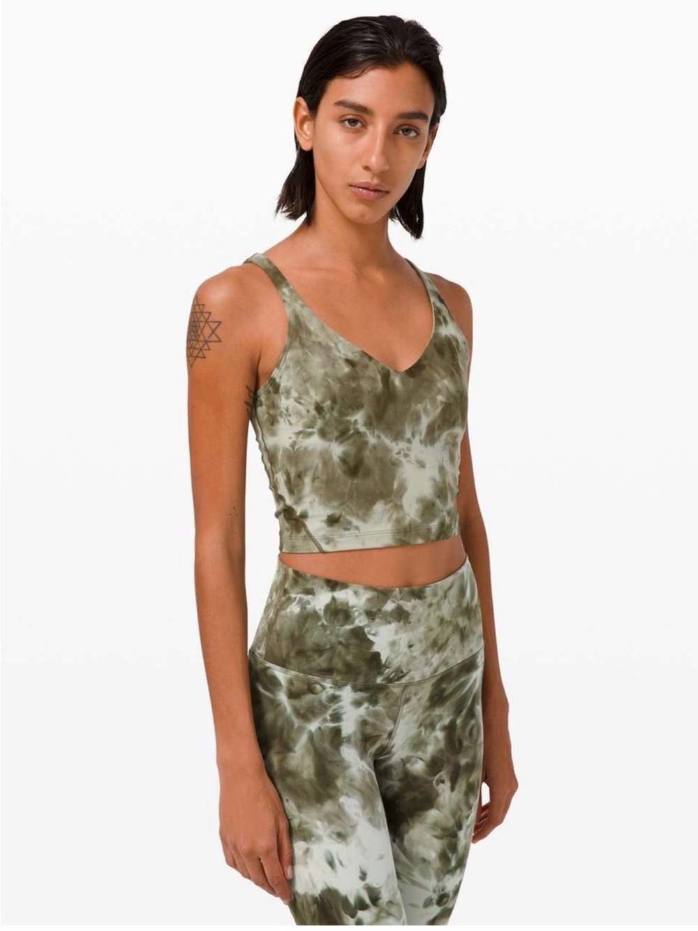 Lululemon Olive Tie-Dye High-Rise Bike Shorts and Tank- workout set - Picture 4 of 5